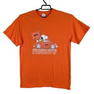 Mens Delta Pro Weight Orange Snoopy OSU Cowboys T Shirt Short Sleeve Size L